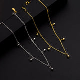925 Silver Anklet Round Beads Pendant Anklet 2 Colors for Women
