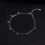 925 Silver Anklet Round Beads Pendant Anklet 2 Colors for Women