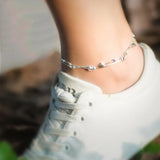 925 Silver Stars & Round Beads Double Layer Anklet Fine Jewelry
