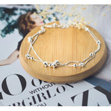 925 Silver Stars & Round Beads Double Layer Anklet Fine Jewelry