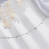 925 Silver Anklet Zircon & Silver Beads Pendant Shining Women