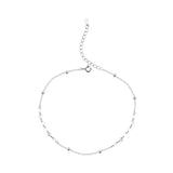 925 Sterling Silver Anklet Heart Shape Silver Flakes & Bead Pendant Anklet