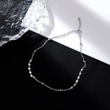 925 Sterling Silver Anklet Heart Shape Silver Flakes & Bead Pendant Anklet