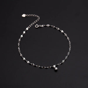 925 Silver Anklet Platinum Yellow Plated Feet Bracelet Women Summer