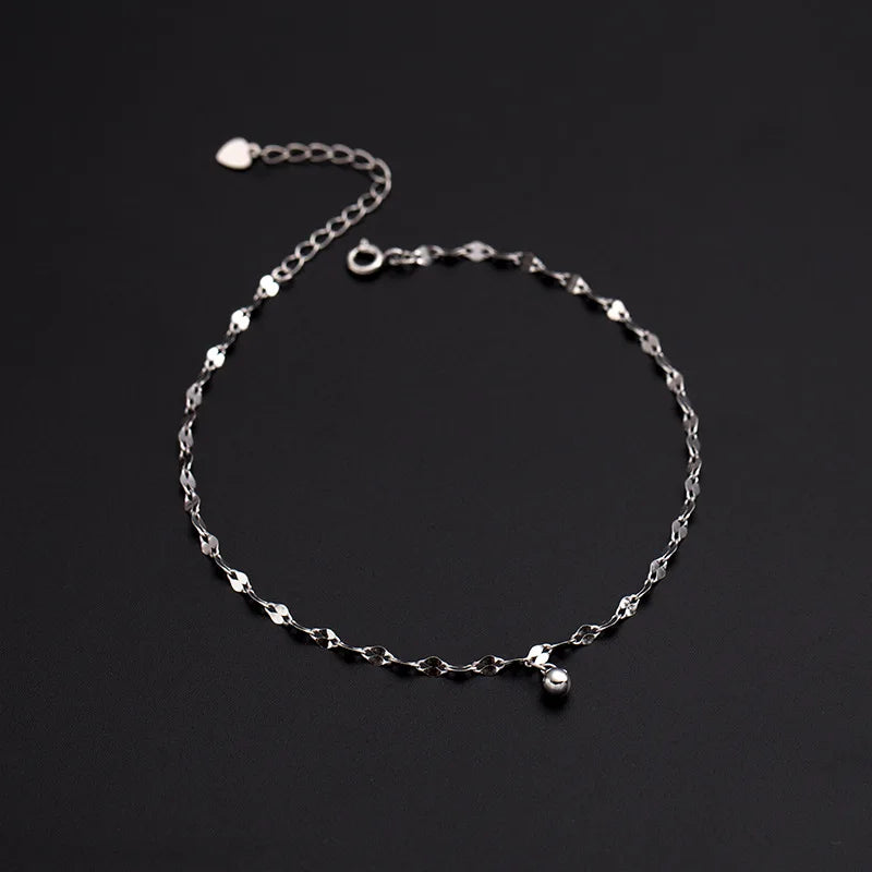 925 Silver Anklet Platinum Yellow Plated Feet Bracelet Women Summer