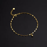 925 Silver Anklet Platinum Yellow Plated Feet Bracelet Women Summer
