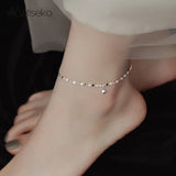 925 Silver Anklet Platinum Yellow Plated Feet Bracelet Women Summer