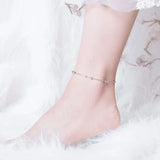 925 Silver Anklet Platinum Beads Minimalist Style
