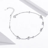 925 Silver Anklet Platinum Beads Minimalist Style