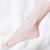 925 Silver Anklet Platinum Beads Minimalist Style