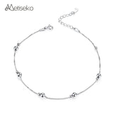 925 Silver Anklet Platinum Beads Minimalist Style