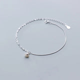 925 Silver Chain & Pearl Bracelet Anklet for Women Minimalist Style for Leg Foot