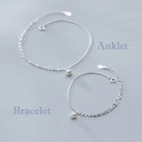 925 Silver Chain & Pearl Bracelet Anklet for Women Minimalist Style for Leg Foot
