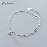 925 Silver Chain & Pearl Bracelet Anklet for Women Minimalist Style for Leg Foot
