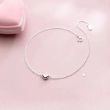 925 Silver Heart Anklet Geometric Chain Style Feet Anklet