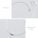 925 Silver Heart Anklet Geometric Chain Style Feet Anklet