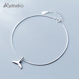 925 Silver Mermaid Fish Tail Anklet Chain Foot Bracelet for Women Girls