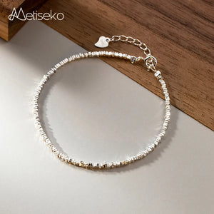 925 Silver Irregular Cubes Chain Bracelet for Women