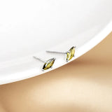 925 Silver Olive Green CZ Eye Shape Stud Earrings for Women