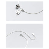 925 Sterling Silver Tiny Cat & Bell Anklet for Women