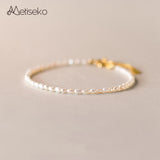 Natural Pearl Bracelet 925 Sterling Silver Tiny Freshwater Pearl
