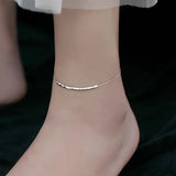Mini Silver Sugar Cubes Anklet 925 Sterling Silver Beads Summer Jewelry
