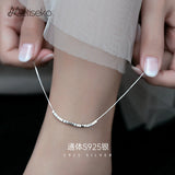 Mini Silver Sugar Cubes Anklet 925 Sterling Silver Beads Summer Jewelry