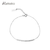 Mini Silver Sugar Cubes Anklet 925 Sterling Silver Beads Summer Jewelry