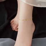 925 Silver Anklet Round Beads & Lines Stitching Anklet for Women