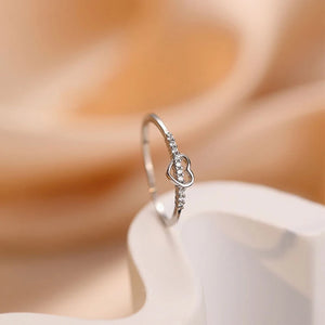 925 Silver Heart Ring with CZ Band for Gift Party