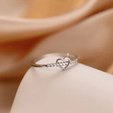 925 Silver Heart Ring with CZ Band for Gift Party