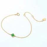 Sterling Silver Plated 14K Emerald Clover Bracelet for Women