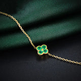 Sterling Silver Plated 14K Emerald Clover Bracelet for Women