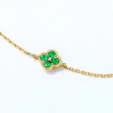 Sterling Silver Plated 14K Emerald Clover Bracelet for Women