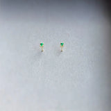 Emerald CZ Stud Earrings, 14K Yellow Plated, Women's Jewelry