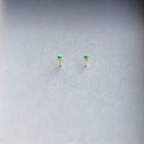 Emerald CZ Stud Earrings, 14K Yellow Plated, Women's Jewelry
