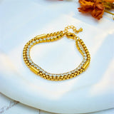 Mewanry Zircon Bracelet Double-layered Chain Hip Hop Sweet Wedding Jewelry