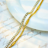 Mewanry Zircon Bracelet Double-layered Chain Hip Hop Sweet Wedding Jewelry