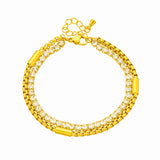 Mewanry Zircon Bracelet Double-layered Chain Hip Hop Sweet Wedding Jewelry
