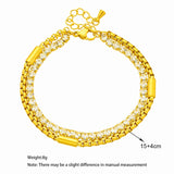 Mewanry Zircon Bracelet Double-layered Chain Hip Hop Sweet Wedding Jewelry