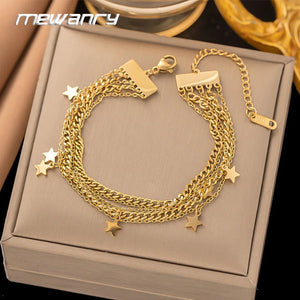 316L Stainless Steel Star Pendant Bracelet For Women Couple