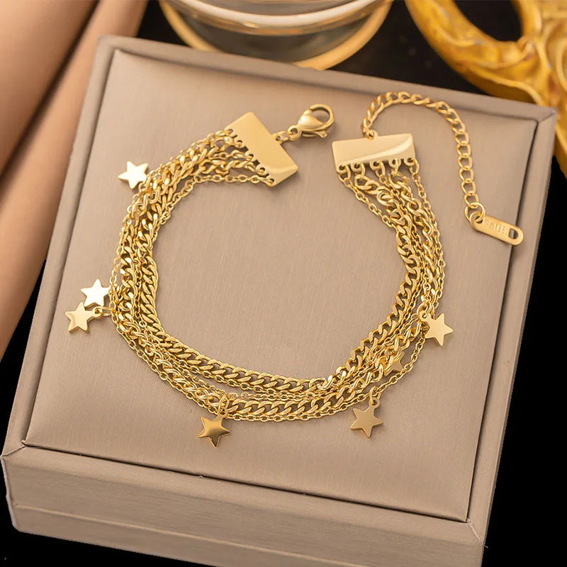 316L Stainless Steel Star Pendant Bracelet For Women Couple