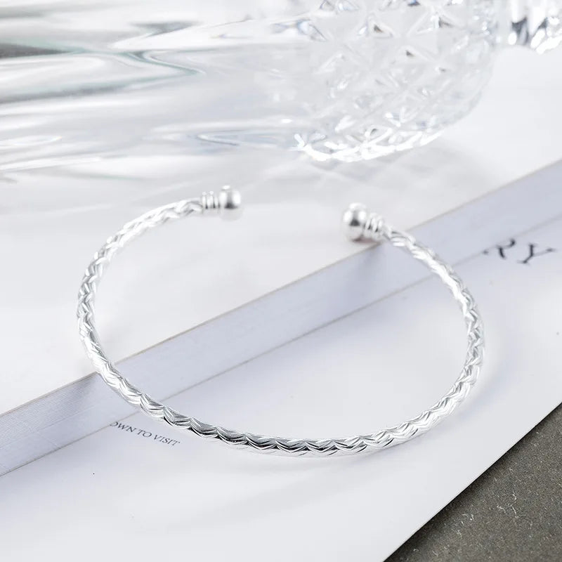 Mewanry Twist Silver Bracelet Adjustable Bangle Vintage Party Jewelry