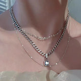 Mewanry Zircons Thick Chain Sweater Necklace Party Jewelry Charm