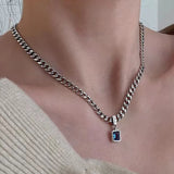 Mewanry Zircons Thick Chain Sweater Necklace Party Jewelry Charm
