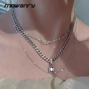 Mewanry Zircons Thick Chain Sweater Necklace Party Jewelry Charm