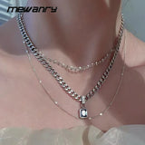 Mewanry Zircons Thick Chain Sweater Necklace Party Jewelry Charm