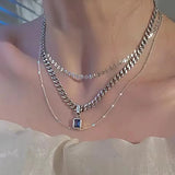 Mewanry Zircons Thick Chain Sweater Necklace Party Jewelry Charm