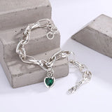 Mewanry Crown Love Green Zircon Bracelet Vintage Charming Birthday