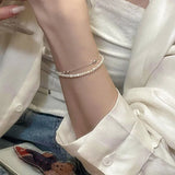 Mewanry Double Pearl Bracelet for Women